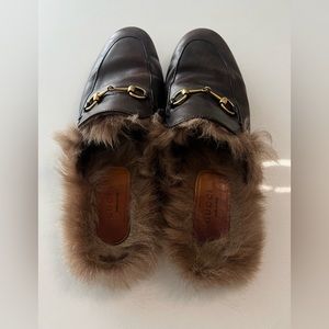 Brown Horsebit Princetown slip-on loafers